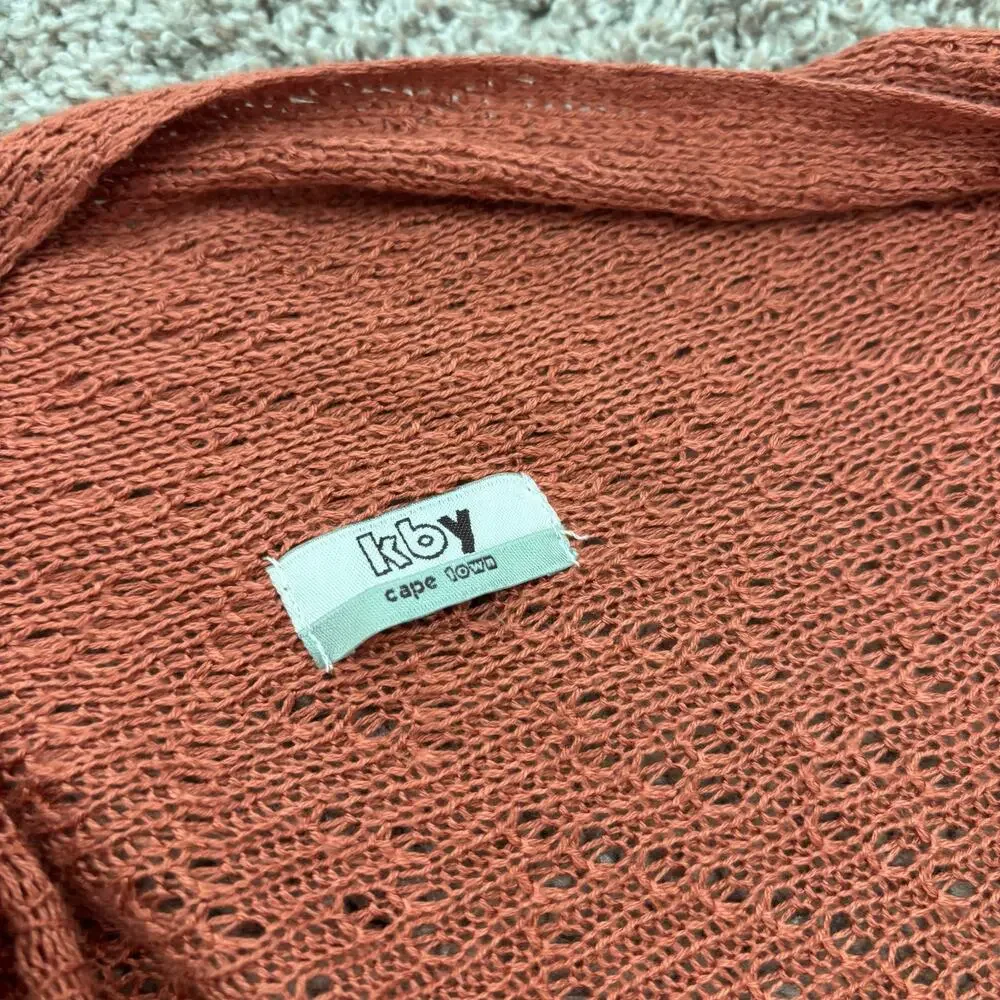 Kby 100% Bamboo Long Line Open Front Draped Asymmetric Cardigan Orange
